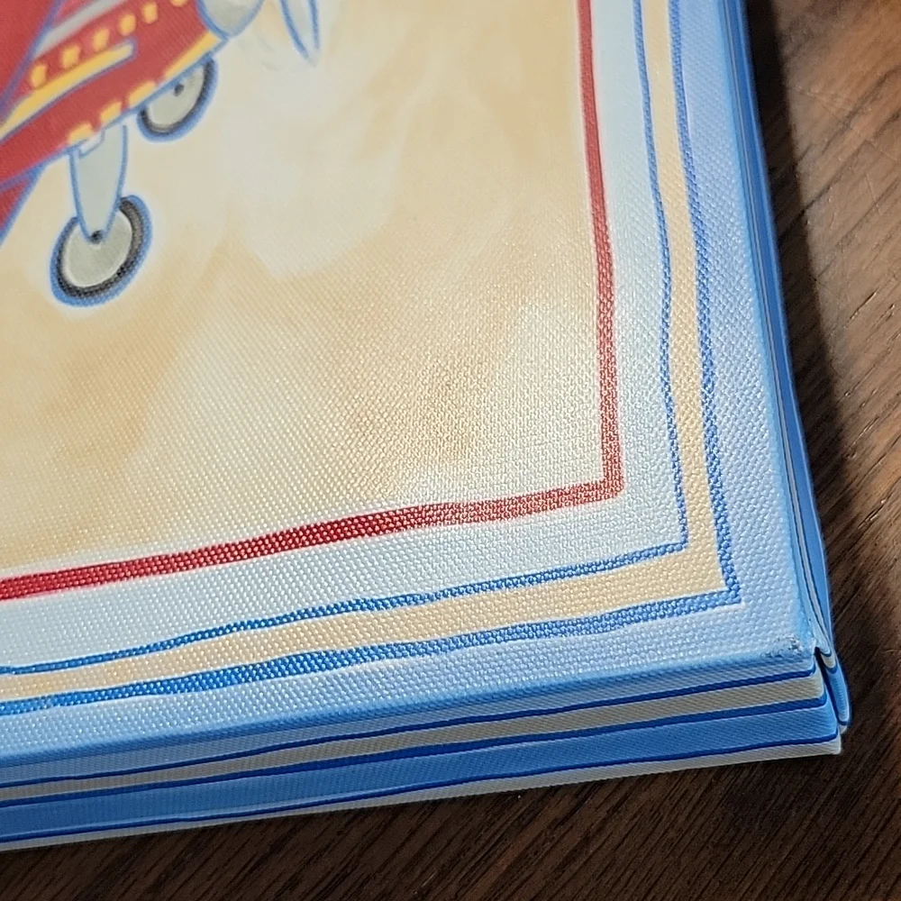 Vintage Airplane Wall Art Pair - Red & Blue Children's Prints
